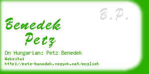 benedek petz business card